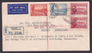 Australia 1931 Registered First Flight Cover Australia to Papua & New Guinea