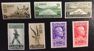 Italian East Africa (Italy) #4,5,6,7,8,10,12 MNHOG (1938) SCV $16.90