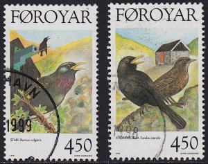 Faroe Islands - 1998 - Scott #330-331 - used - Birds Starling Blackbird