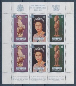 [116521] Aitutaki 1978 25th Anniv. Coronation Queen Elizabeth Mini sheet MNH