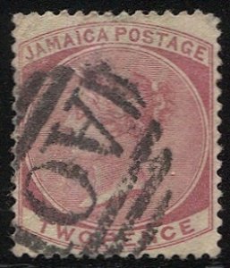 JAMAICA 1883 Sc 18a 2d rose CA Wmk, A01 Cancel of Kingston