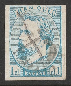 SPAIN 1873 Don Carlos 1R with Tilde RARE GENUINE EXPERTISED.