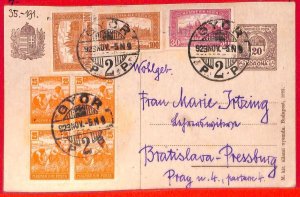 aa1948 - HUNGARY - Postal History - STATIONERY CARD with ADDED FRANKING 1923