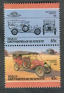 St. Vincent Grenadines - Bequia #100 Cars MNH attached pair