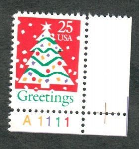 2515 Christmas Tree MNH plate number single - PNS