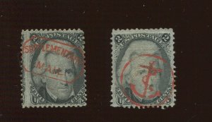 73 & 93 Jackson Used Stamps with Fancy REFERENCE Cancels & PF Certs (Bz 829)