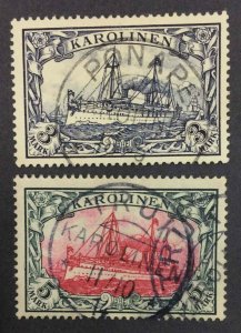 MOMEN: GERMAN COLONIES IN CAROLINE SC #18-19 1901 USED **2 CERTS** LOT #62924 