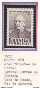 Arg099 1955 Brazil Marshal Hermes Da Fonseca 1St Michel #880 Lh