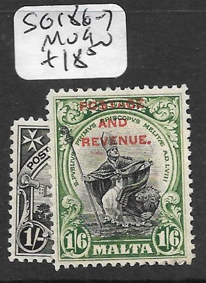 MALTA (P2801B) 1/-, 1/6 P&R SURCH SG 186-7 MOG