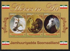 Somaliland 2011 Horses in Art perf sheetlet containing 3 ...