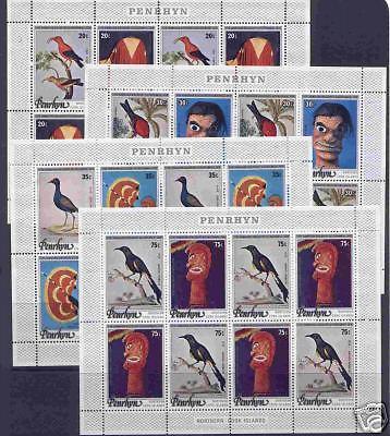 Penrhyn 93-6 MNH Sheets, Birds, Masks