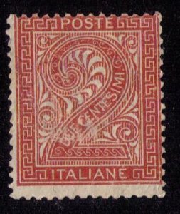 ITALY 1865 Sc #25 MH no gum Snake Numeral 2 Fine Cat.$35.00