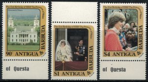 Antigua #663-5* NH  CV $5.20  Lady Diana 21st birthday