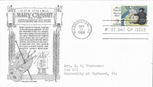 1966 FDC, #1322, 5c Mary Cassatt, Aristocrats-Lowry