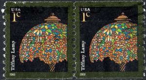 SC#3758 1¢ Tiffany Lamp Coil Pair (2003) Used