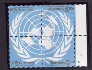 Guernsey-Sc#559-unused NH block of 4-UN 50th anniversary-199