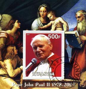 Rwanda 2003 Pope John Paul II s/s Perforated Cancelled used