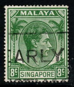 SINGAPORE SG21a 1952 8c GREEN p17½x18 USED