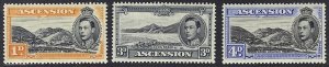 ASCENSION 1938 KING GEORGE V PERF 13 1/2 S.G. 39a, 42a, 42c, LIGHT HINGED