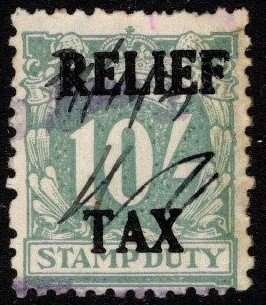 1930 New South Wales (Australia) Revenue 10 Shillings Relief Tax Used