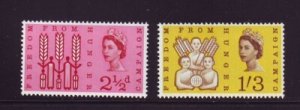 Great Britain Sc 390-391 1963 Freedom from Hunger stamp set mint NH