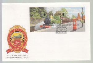 Isle of Man -  1998  Steam railways,  Miniature Sheet,  on FDC