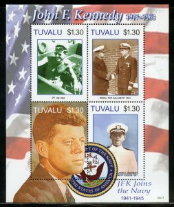 TUVALU  JOHN F. KENNEDY JOINS THE NAVY SHEET  MINT NEVER  HINGED