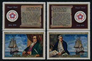 Cook Islands 445-6 + labels MNH Ships, Captain James Cook, Benjamin Franklin