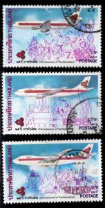 Thailand  Scott 1108-1110 Used Airline stamps short set 3/4