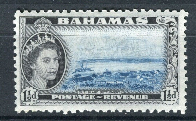 BAHAMAS; 1954 early QEII pictorial issue fine Mint hinged 1.5d. value