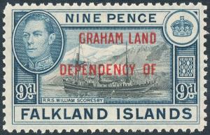 Falkland Islands Dependencies 1944 Graham Land 9d Black & Grey-Blue SGA7 MLH