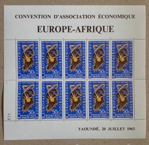 Upper Volta 1963 Europafrica sheet, MNH.  Folded along perfs.  Scott C11, CV $15