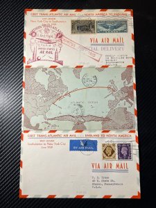 1939 USA Airmail FFC First Flight Cover New York NY to Southampton England FAM18