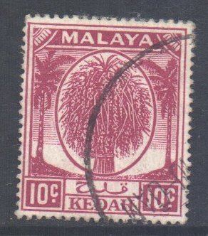 Malaya Kedah Scott 69 - SG82, 1950 Wheatsheaf 10c used