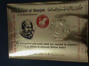 SHARJAH-1969 THE HISTORICAL EVENT-FIRST MAN ON THE MOON  GOLD MNH-S/S VF