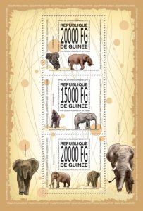 GUINEA - 2013 - Elephants - Perf 3v Sheet - Mint Never Hinged