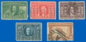 U.S.A. SCOTT #323-#327 Louisiana Purchase Set/5, Used-Fine Set, SCV $84.25 (SK)