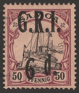 SAMOA 1914 'GRI 6d' on Yacht 50pf black & purple on buff, error inverted '9'.