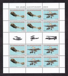 Surinam   #1308-1309  MNH 2003  sheet with  6 sets  powered flight