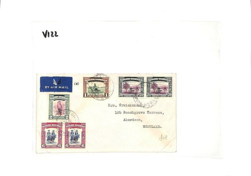 NORTH BORNEO Air Mail Cover SABAH *Jesselton* Overprints GB Scotland 1948 GV122