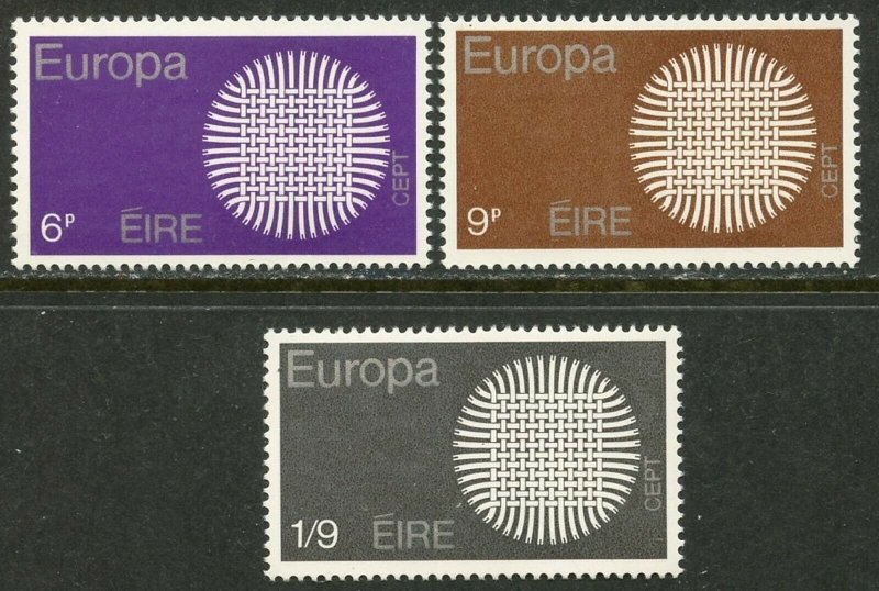 IRELAND Sc#279-281 1970 Europa Issue Complete Set OG Mint NH