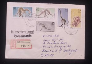 O) 1990 GERMANY - DDR, HALLE,  DINOSAURS, FOSSILS - SKELETON,  CIRCULATED TO KOR
