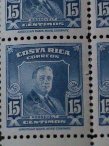 ​COSTA RICA-1947 SC#253 FRANKLIN D. ROOSEVELT VF-IMPRINT BLOCK-76 YEARS OLD