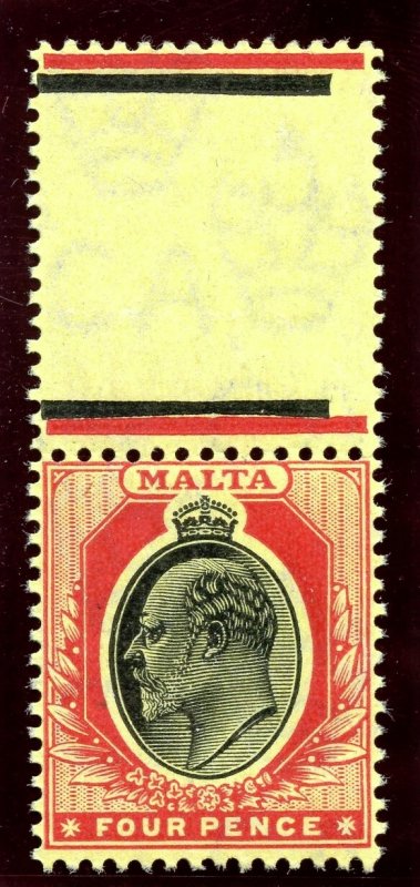 Malta 1911 KEVII 4d black & red/yellow superb MNH. SG 55. Sc 38.