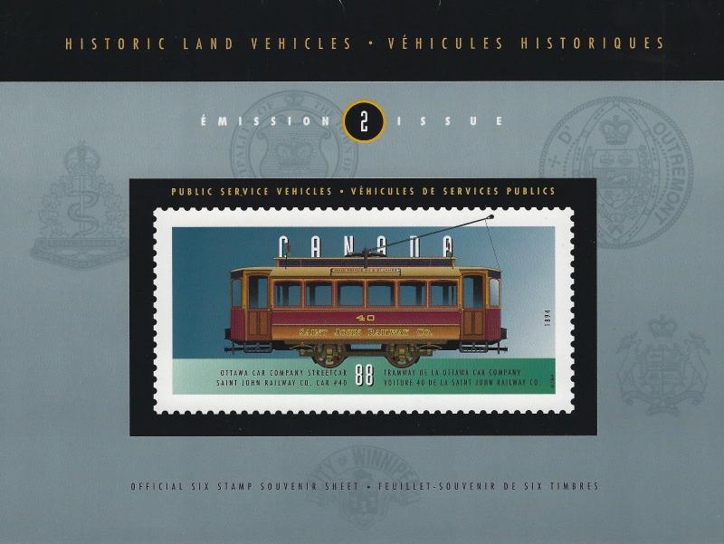 CANADA - HISTORIC LAND VEHICLES #2-#4 SOUVENIR SHEETS WITH FOLDERS MNH