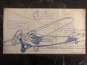 1930 Guatemala First Flight Cover FFC Quezaltenango Stamp On Stamp Airletter