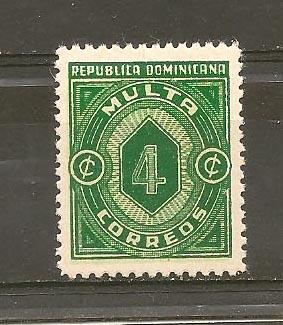 DOMINICAN REPUBLIC STAMP MOG 1942 MULTA CORREOS 4 C #BA4