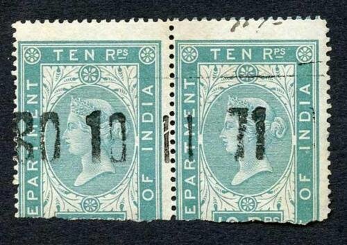 Ceylon Telegraph SGZT9 10r green (die 1) used with Colombo (type 1) cancel 