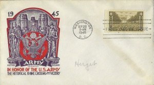 1945 FDC, #934, 3c U.S. Army, Staehle