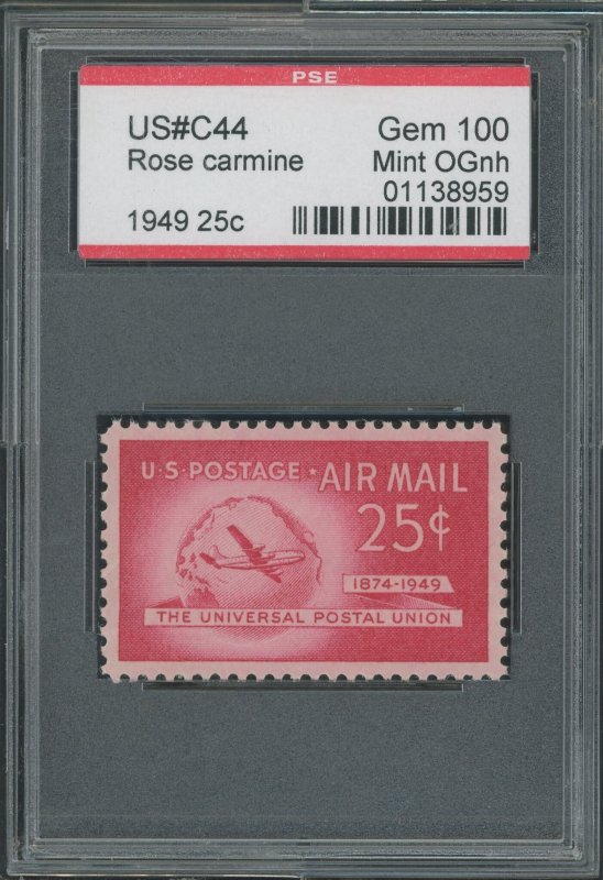 USA C44 - 25 cent UPU Airmail Issue - PSE Graded Slab: GEM 100 Mint OGnh